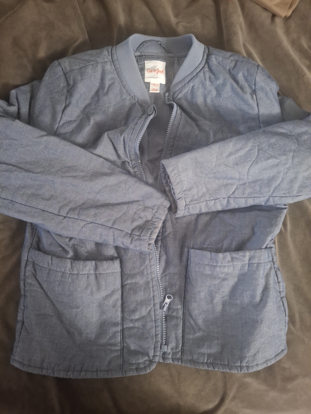 Cat & Jack Light Blue Quilted Kids Bomber Jacket